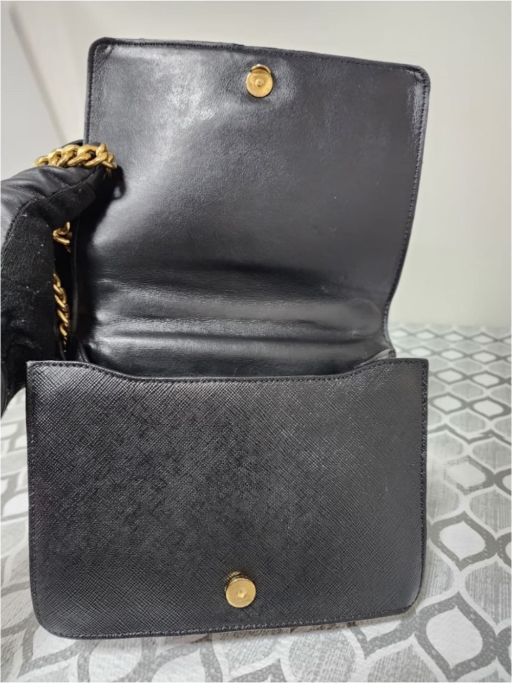 Authentic PRADA Saffiano Chain Shoulder Bag Black - Picture 11 of 14